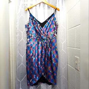 Sugarlips Argyle Print Sequin Wrap Dress